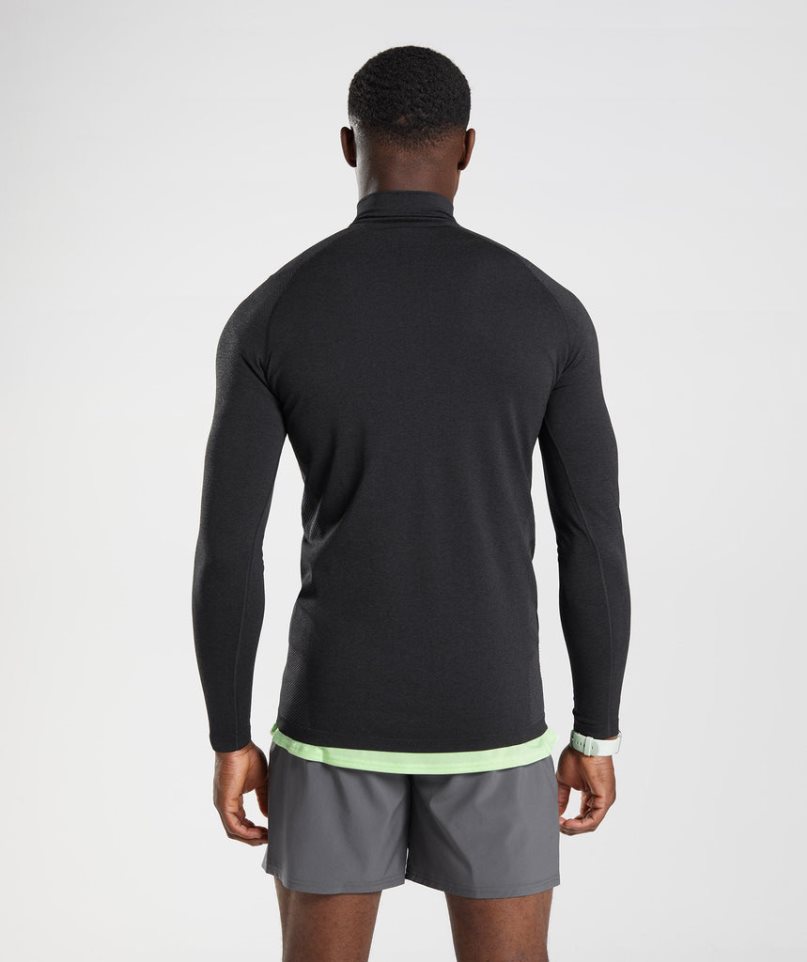 Men's Gymshark Vital Light 1/4 Zip Sweatshirts Black | NZ 7NXRVT